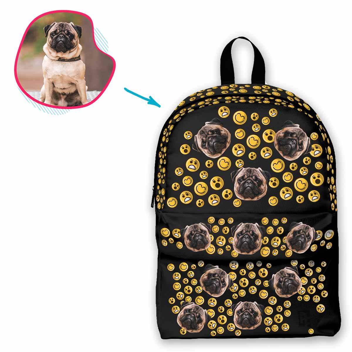 dark Smiles classic backpack personalized with photo of face printed on it
