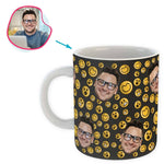 Load image into Gallery viewer, dark Smiles mug personalized with photo of face printed on it
