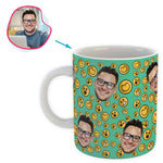 Load image into Gallery viewer, mint Smiles mug personalized with photo of face printed on it
