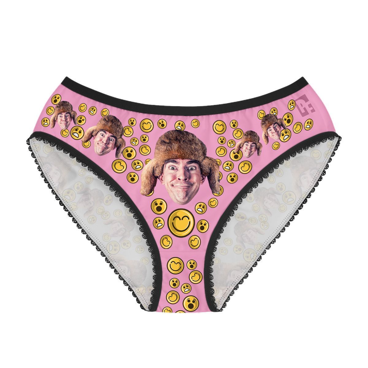 Pink Smiles women's underwear briefs personalized with photo printed on them