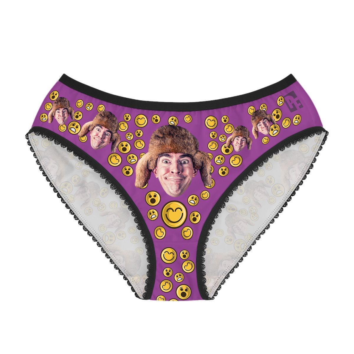 Purple Smiles women's underwear briefs personalized with photo printed on them