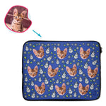 Load image into Gallery viewer, darkblue Snowman laptop sleeve personalized with photo of face printed on them
