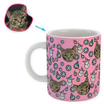 Load image into Gallery viewer, pink Snowman mug personalized with photo of face printed on it
