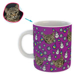 Load image into Gallery viewer, purple Snowman mug personalized with photo of face printed on it
