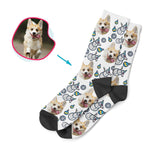 Load image into Gallery viewer, white Snowman socks personalized with photo of face printed on them

