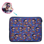 Load image into Gallery viewer, darkblue Сooking laptop sleeve personalized with photo of face printed on them
