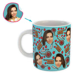 Load image into Gallery viewer, blue Сooking mug personalized with photo of face printed on it
