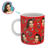 Load image into Gallery viewer, red Сooking mug personalized with photo of face printed on it
