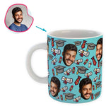 Load image into Gallery viewer, Blue Students &amp; Graduates personalized mug with photo of face printed on it
