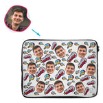 Load image into Gallery viewer, white Super Brother laptop sleeve personalized with photo of face printed on them
