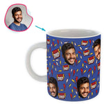 Load image into Gallery viewer, darkblue Super Dad mug personalized with photo of face printed on it
