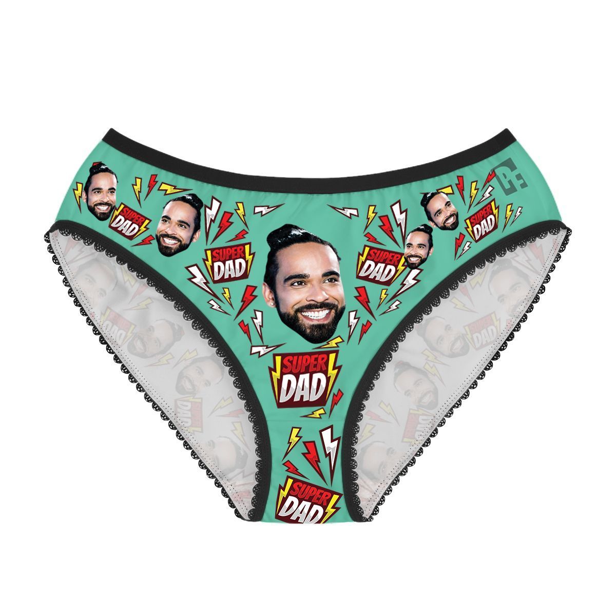 Mint Super dad women's underwear briefs personalized with photo printed on them