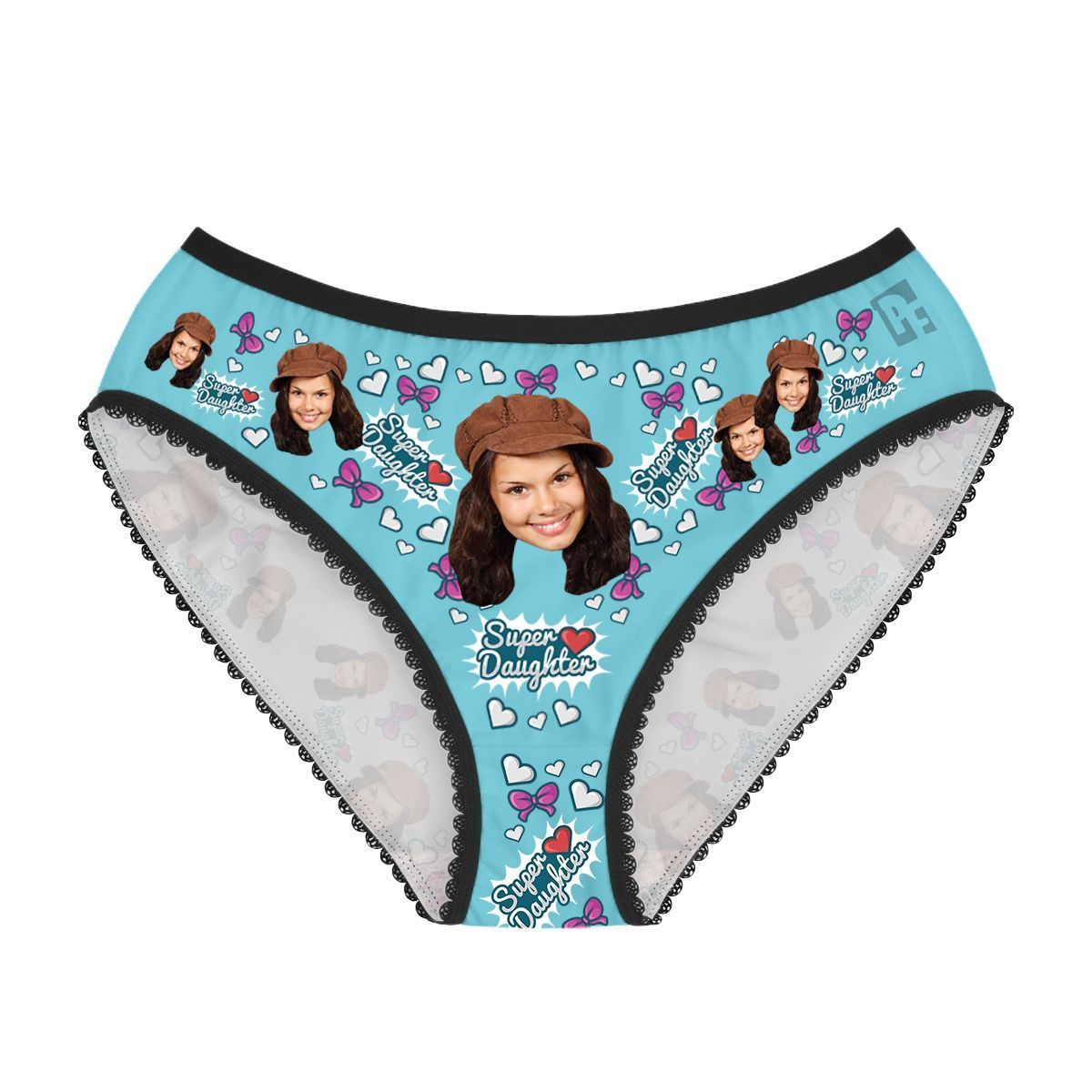 Blue Super daughter women's underwear briefs personalized with photo printed on them