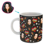 Load image into Gallery viewer, dark Super Sister mug personalized with photo of face printed on it
