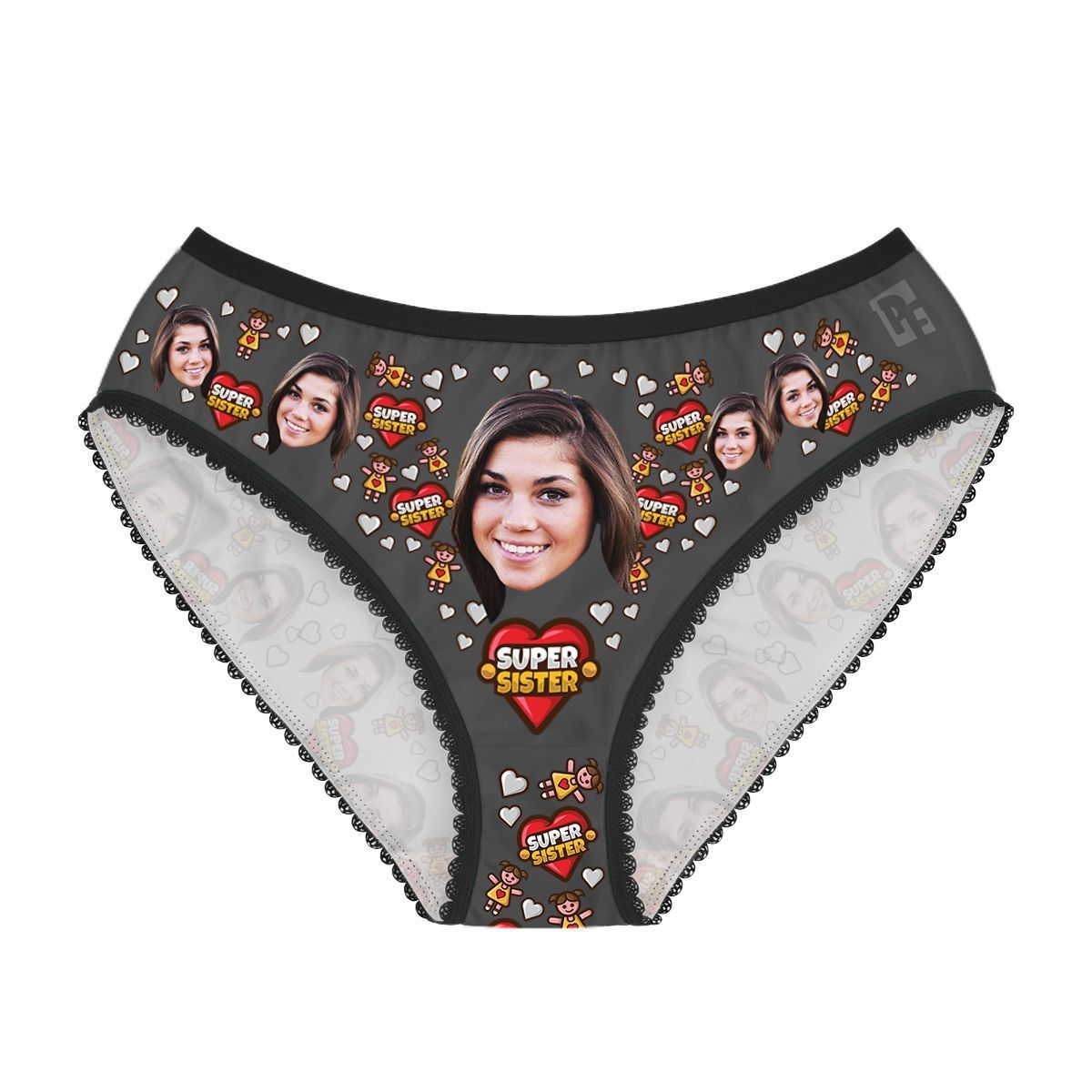 Mint Super Sister women's underwear briefs personalized with photo printed on them