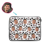 Load image into Gallery viewer, white Sushi laptop sleeve personalized with photo of face printed on them

