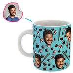 Load image into Gallery viewer, blue Sushi mug personalized with photo of face printed on it
