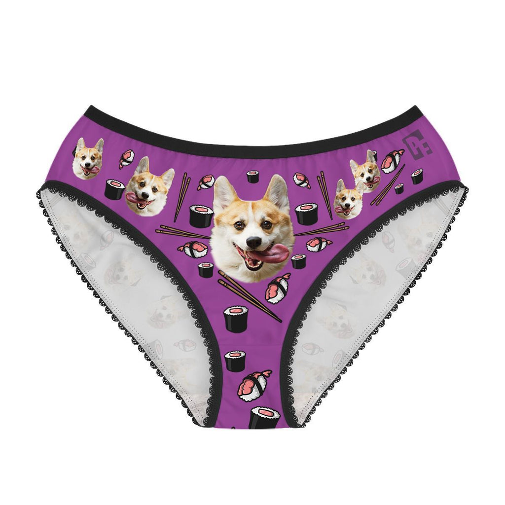 Purple Sushi women's underwear briefs personalized with photo printed on them