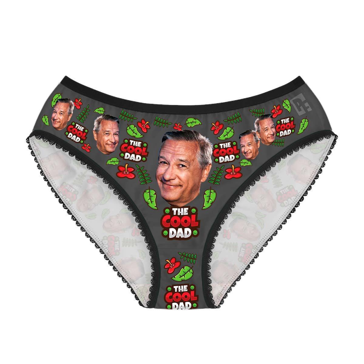 Dark The cool dad women's underwear briefs personalized with photo printed on them