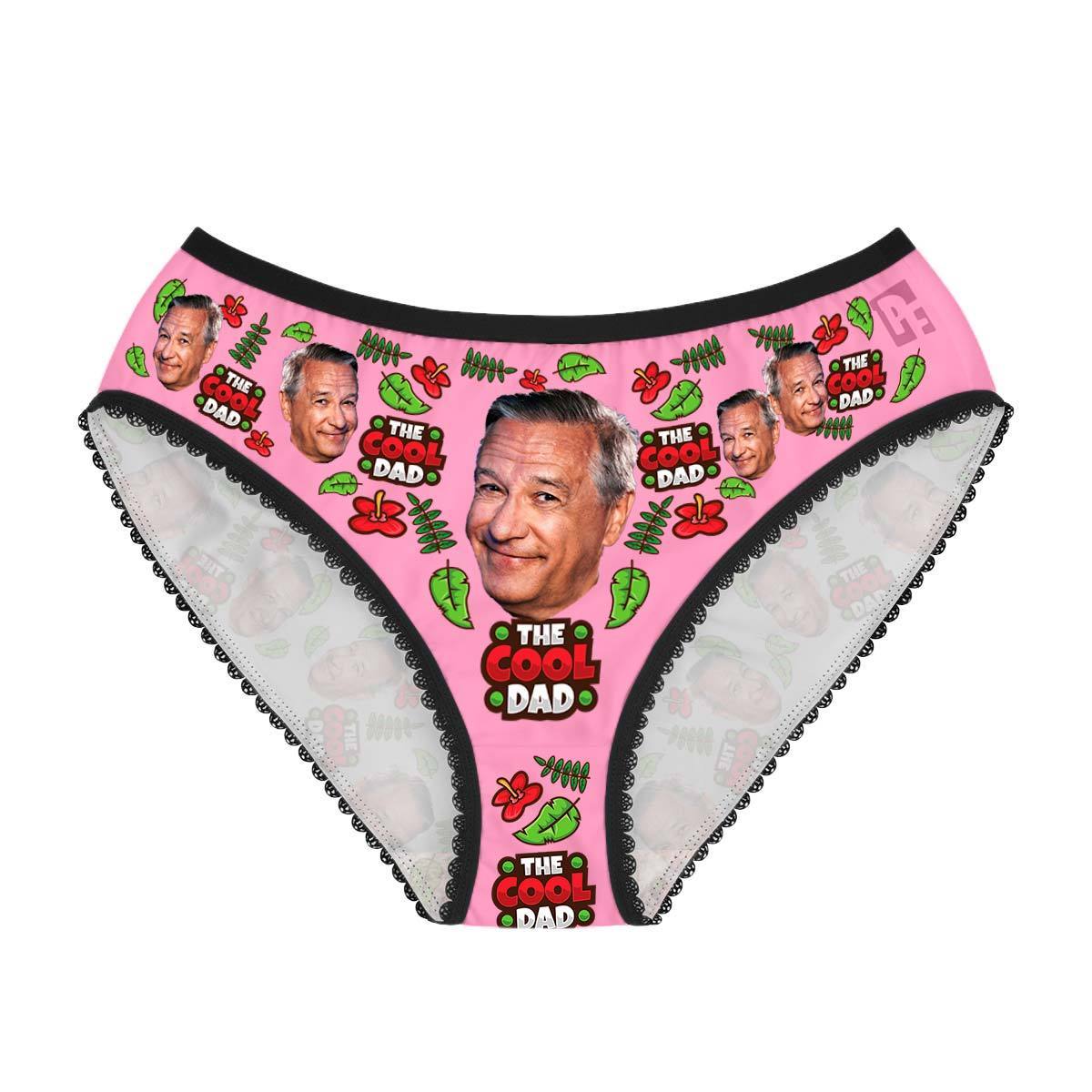 Pink The cool dad women's underwear briefs personalized with photo printed on them