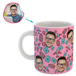 Load image into Gallery viewer, pink Traveler mug personalized with photo of face printed on it
