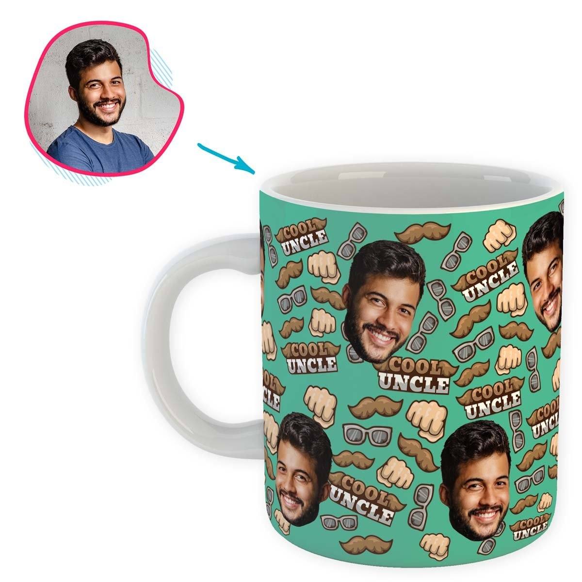 Mint Uncle personalized mug with photo of face printed on it