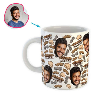 White Uncle personalized mug with photo of face printed on it