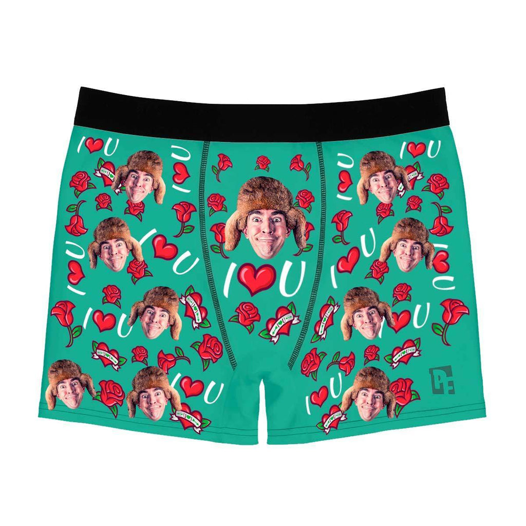 Mint Valentines men's boxer briefs personalized with photo printed on them