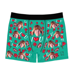 Mint Valentines men's boxer briefs personalized with photo printed on them