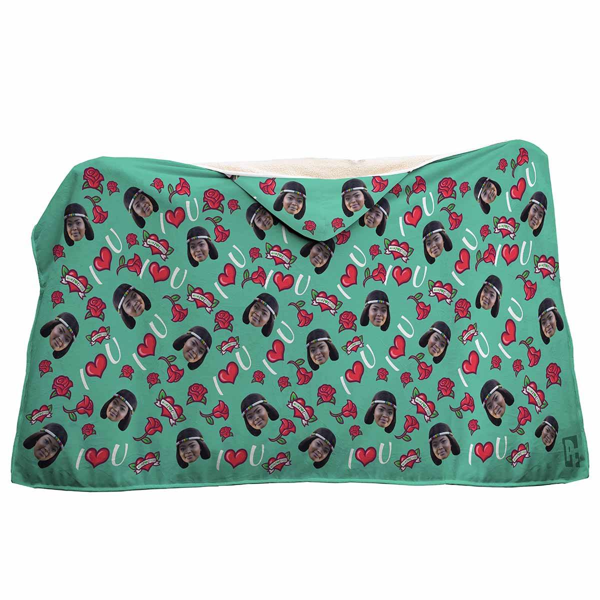 Valentines Personalized Hooded Blanket