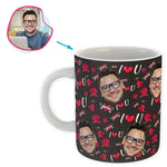 Load image into Gallery viewer, dark Valentines mug personalized with photo of face printed on it
