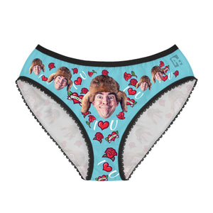 Blue Valentines women's underwear briefs personalized with photo printed on them