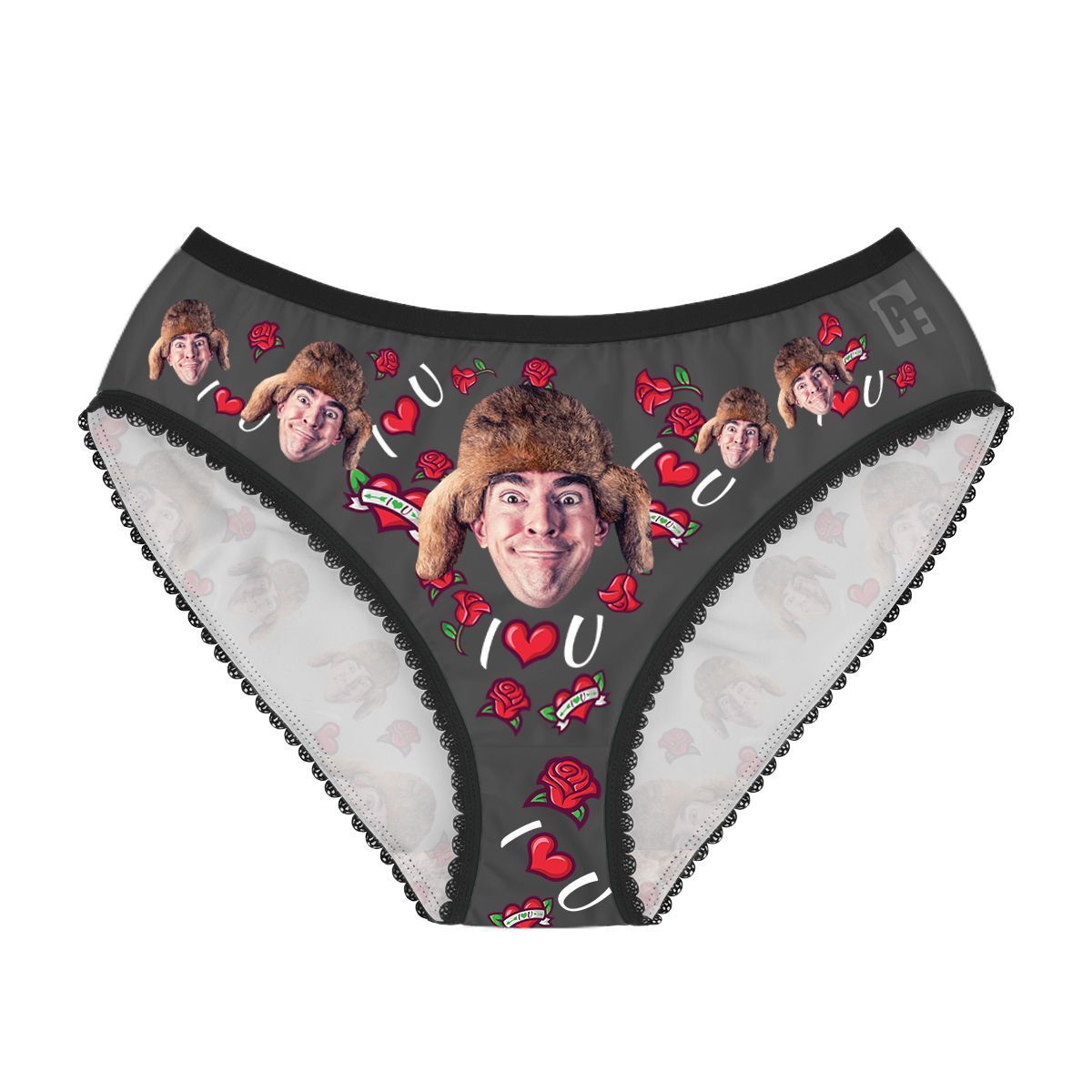 Dark Valentines women's underwear briefs personalized with photo printed on them