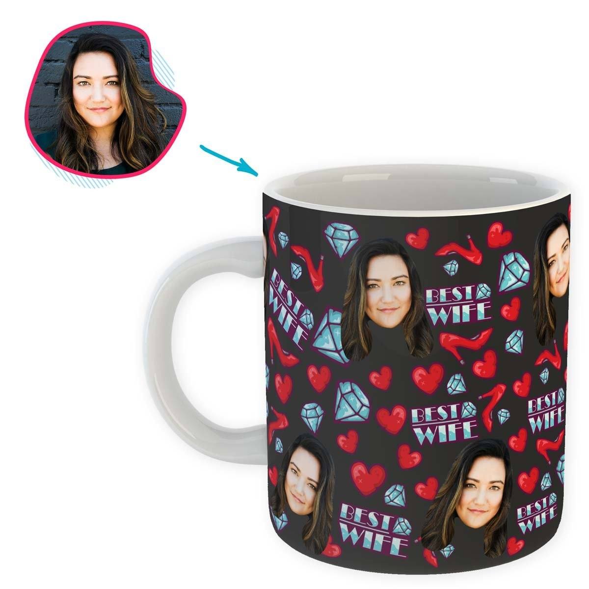 Dark Wife personalized mug with photo of face printed on it