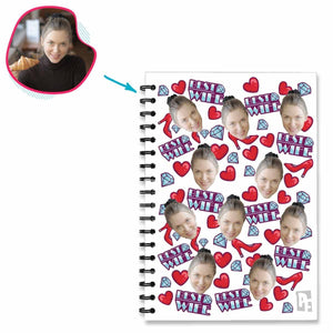 White Auntie personalized notebook with photo of face printed on them