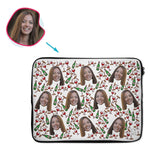 Load image into Gallery viewer, white Wine laptop sleeve personalized with photo of face printed on them
