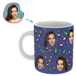 Load image into Gallery viewer, darkblue Wine mug personalized with photo of face printed on it
