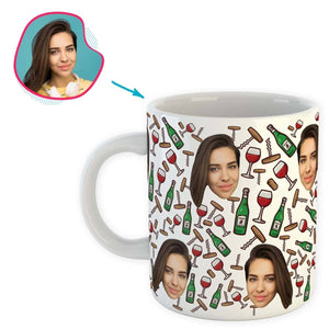 white Wine mug personalized with photo of face printed on it